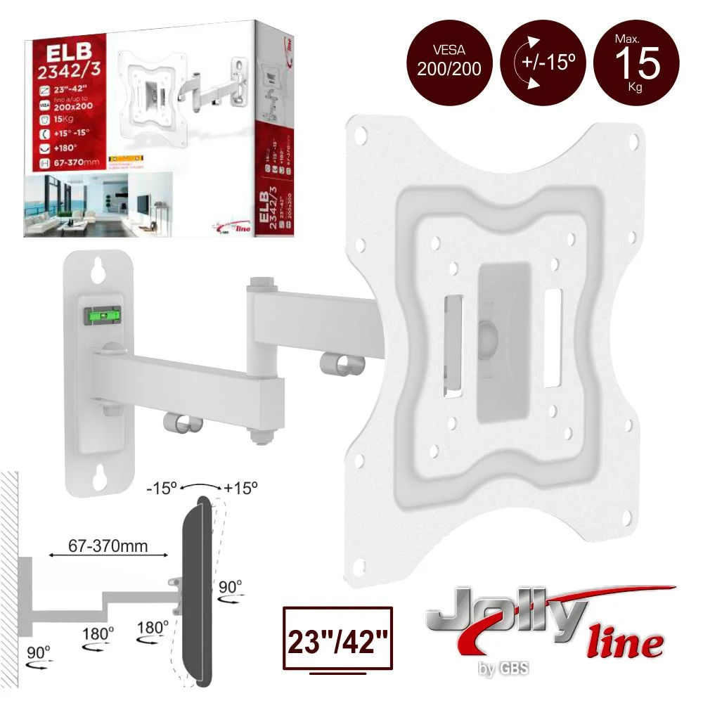 Suporte LCD/LED 27/42" 15kg Vesa 200/200 c/ 2 Braços Jolly