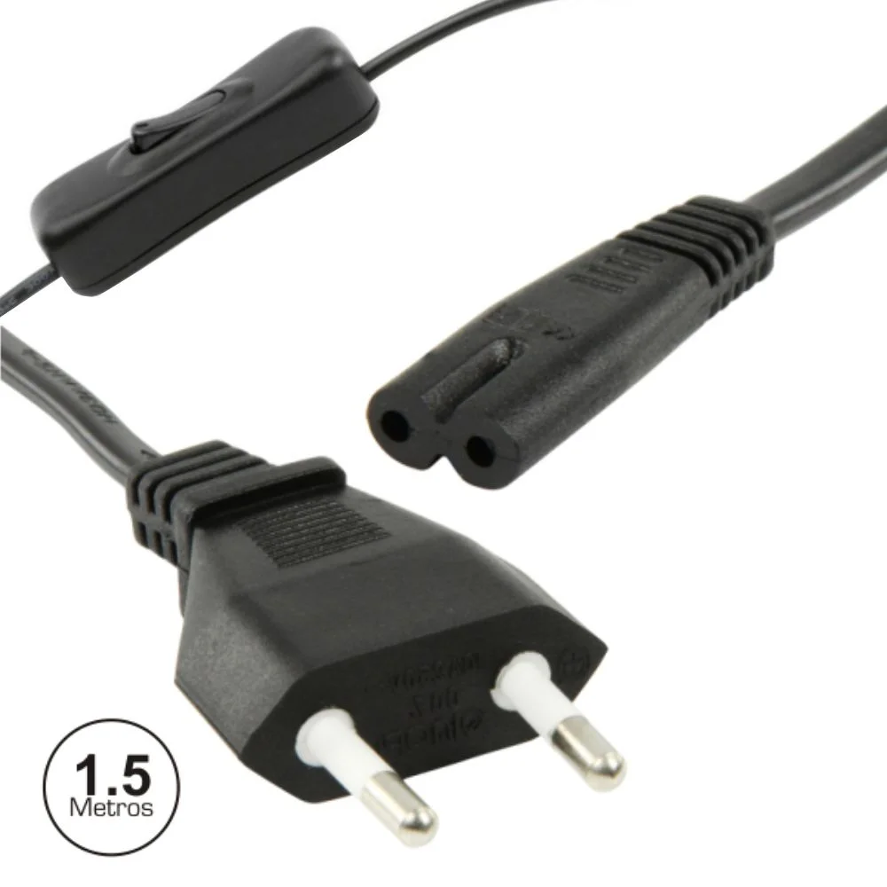 Cabo Alimentação AC Plano / Tipo 8 IEC C7 C/ Interruptor1.5m
