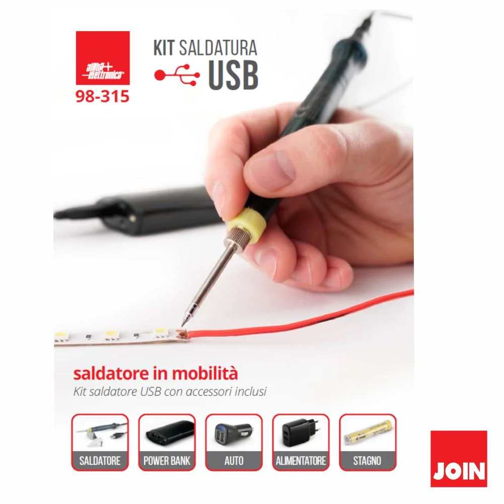 Kit Soldadura USB Ferro 8W Solda/Alimentador/Powerbank