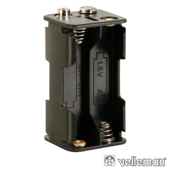 Suporte P/ 4 Pilhas AA C/ Terminais Snap VELLEMAN