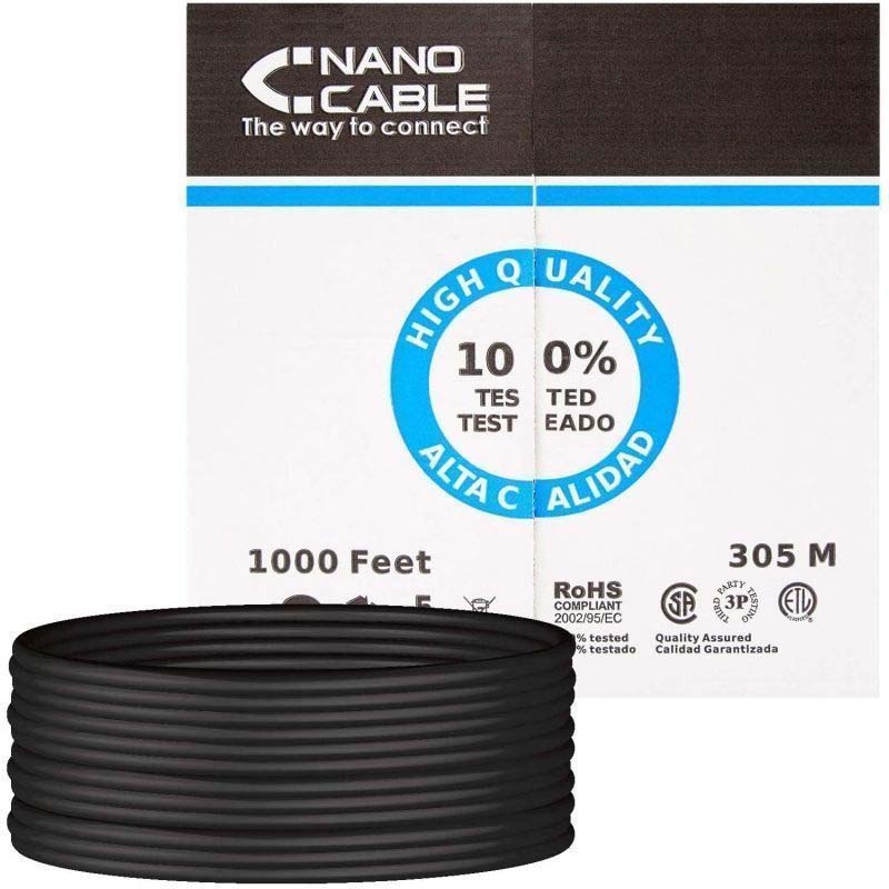 Bobine de Cabo Rede Cat6 U/UTP Preto (305 mts) - 