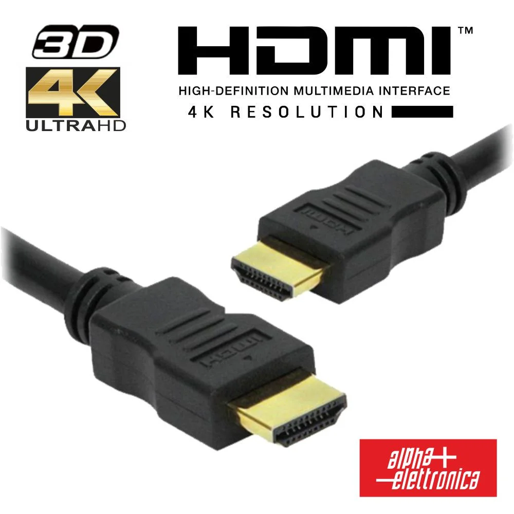 Cabo HDMI Dourado Macho / Macho 2.2 4K Preto 5m ALPHA