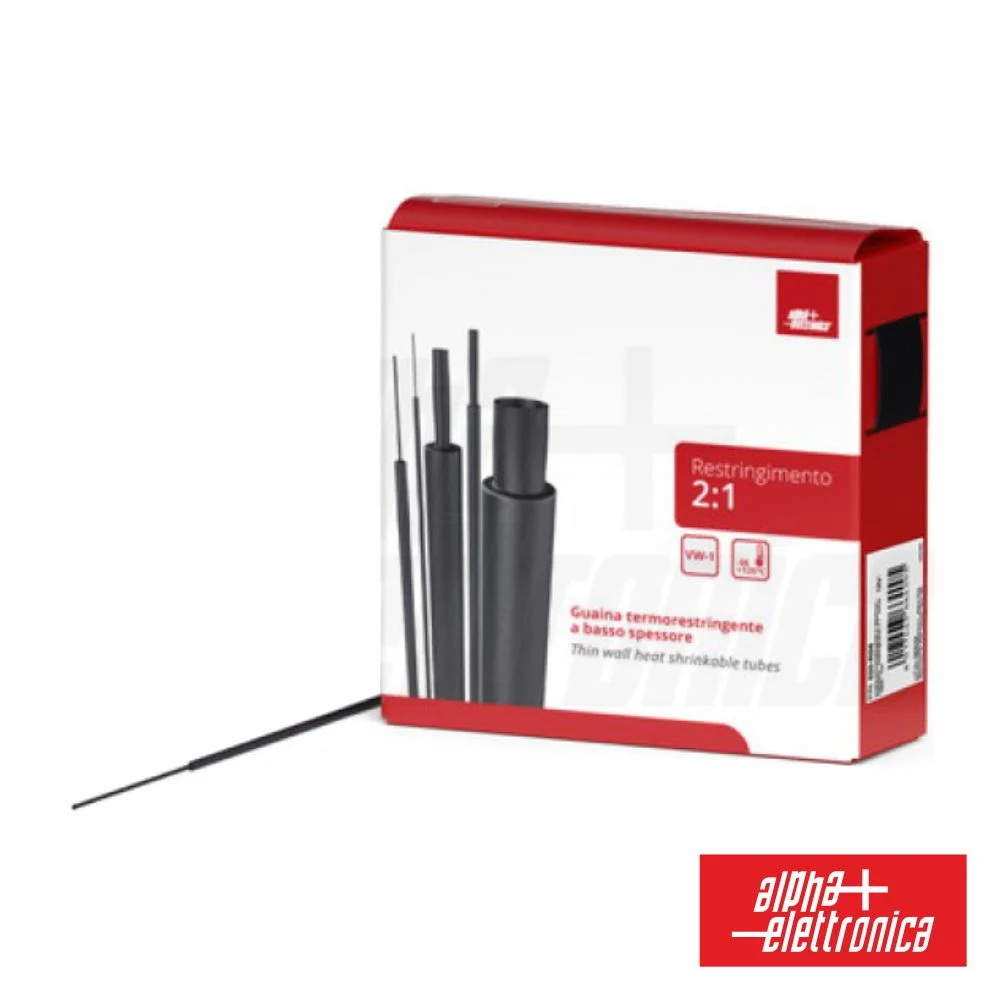 Tubo Manga Termoretráctil Ø2.4mm 10m Preto ALPHA