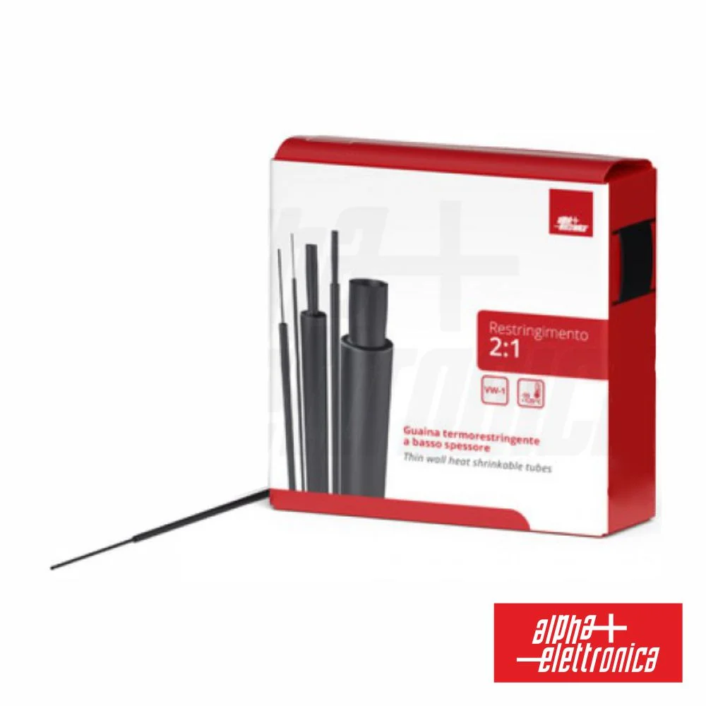 Tubo Manga Termoretráctil Ø4.8mm 10m Preto ALPHA