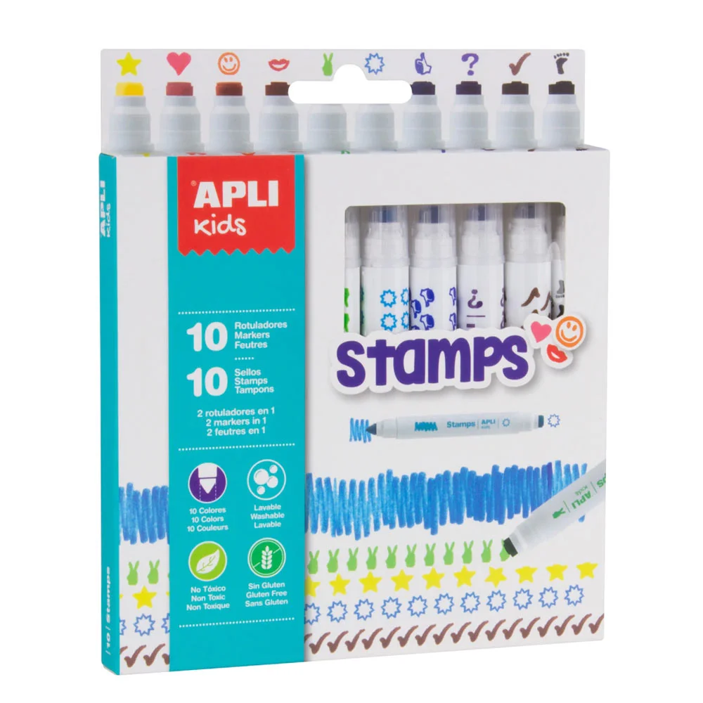 Marcadores Carimbos Apli Kids Stamps 7.5mm 10 Cores