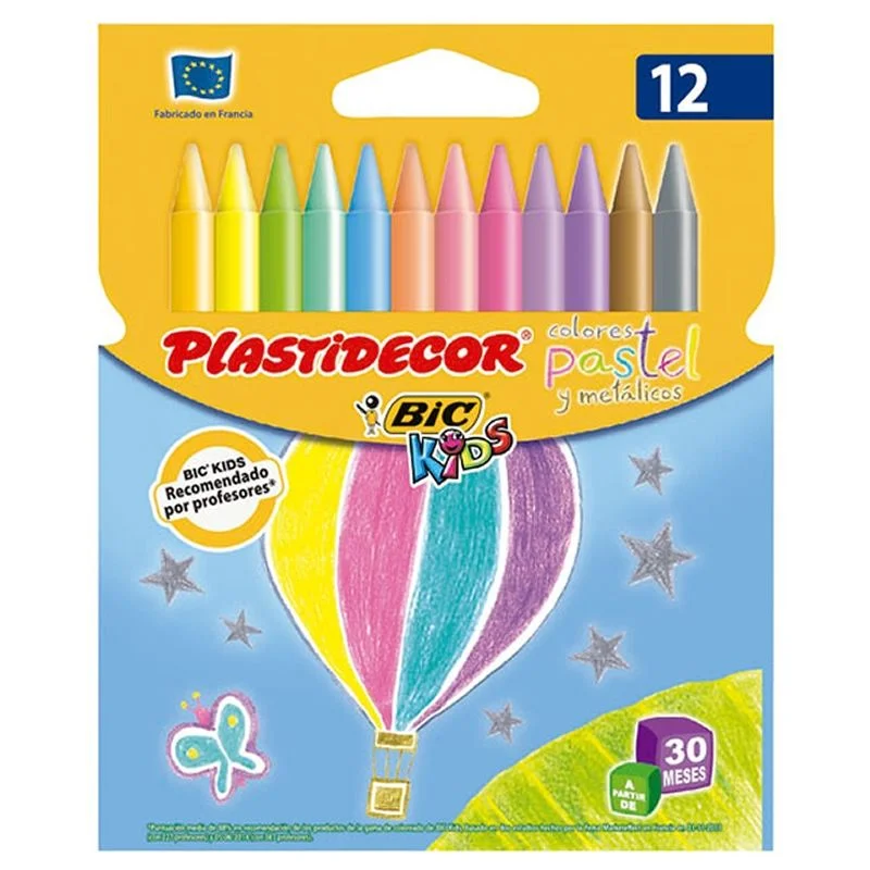 Lápis De Cera Bic Kids Plastidecor 12 Cores Pastel