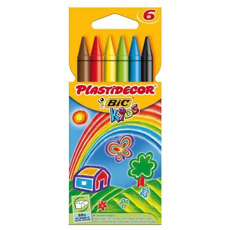 Lápis De Cera Bic Kids Plastidecor 6 Cores