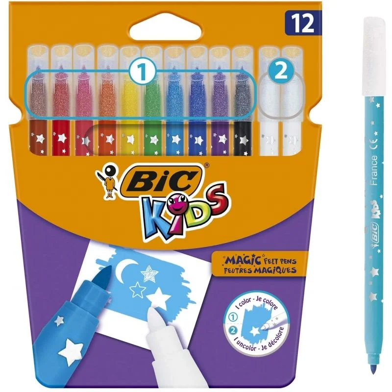 Marcadores Bic Kids Magic Apagáveis 10 Cores + 2 Apagadores