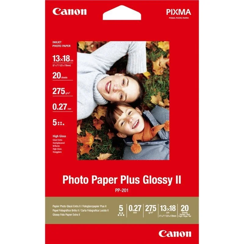 Papel Fotográfico Canon PP-201 13 x 18cm 20 Folhas Brilhante