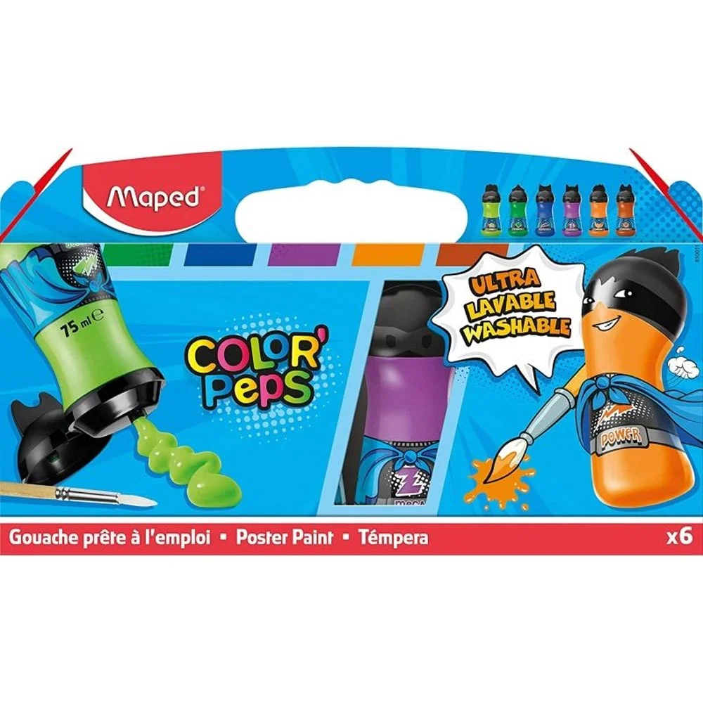 Maped Conjunto de 6 Cores Secundárias Ultralaváveis 75ml