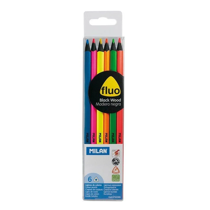 Lápis De Cor Fluorescente Milan Fluo 2.9mm 6 Unidades