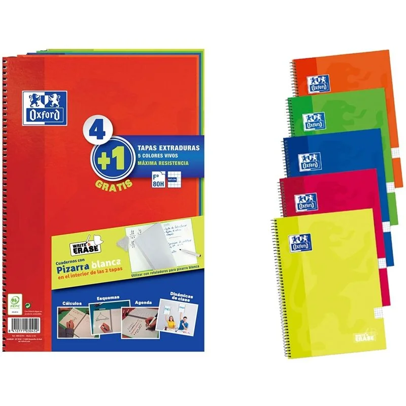 Pack 5 Cadernos Oxford A4 80 Folhas