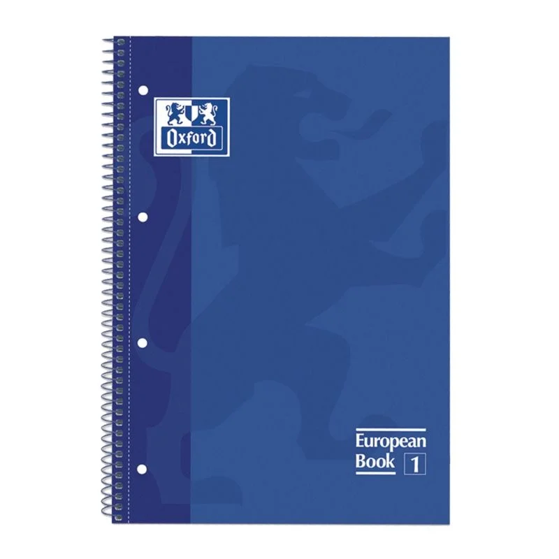 Caderno A4 Espiral Quadriculado Oxford Book Azul