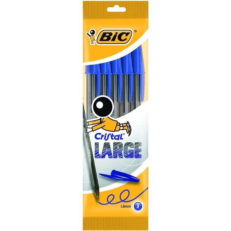 Canetas de Tinta de Azeite Bic Cristal Large 5 Unidades