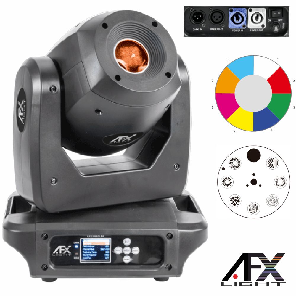Moving Head Spot 1 LED 100W Preto 2 Rodas Gobo DMX LIGHT