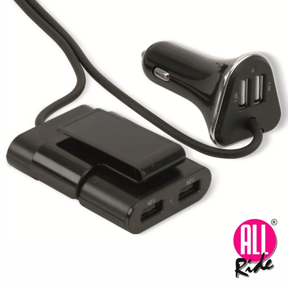 Adaptador Ficha Isqueiro 12V/24V / 4 USB 5V 4.8A 165cm