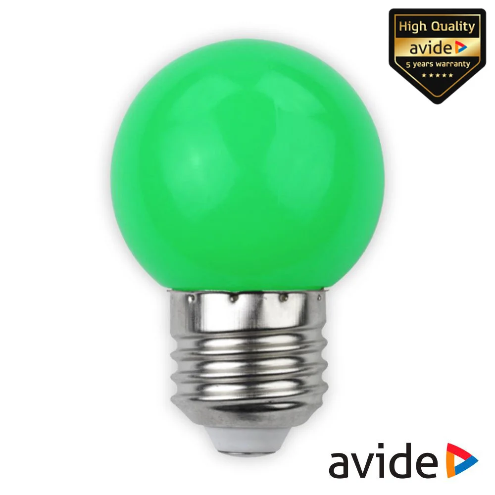 Lâmpada E27 1W LED Globo G45 Verde 30lm AVIDE