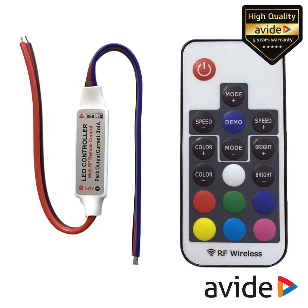 Controlador P/ Fita LEDS RGB 12V C/ Comando AVIDE