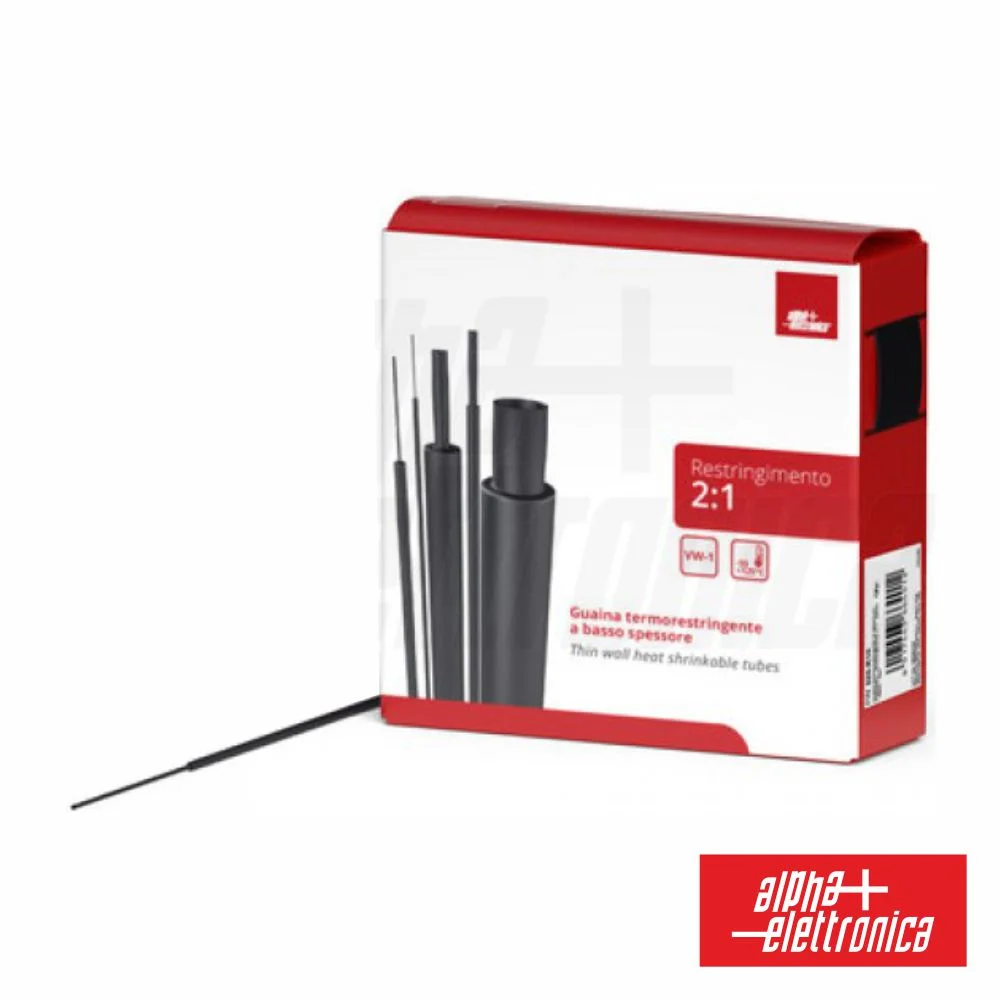 Tubo Manga Termoretráctil Ø3.2mm 10m Preto ALPHA