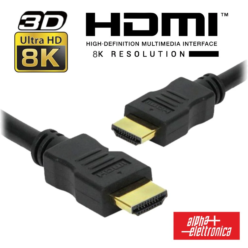 Cabo HDMI Dourado Macho / Macho 2.2 8K Preto 1m ALPHA