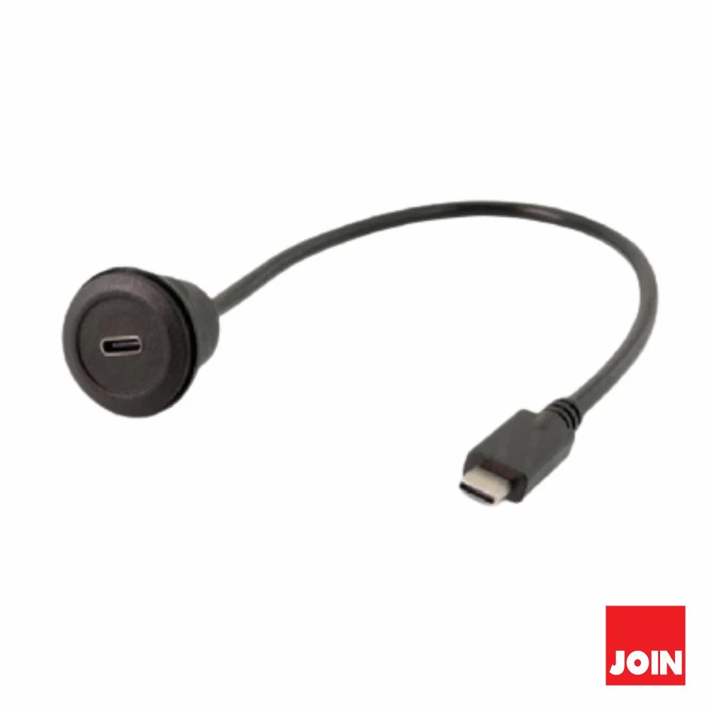 Cabo Adaptador USB-C Fêmea Painel / USB-C Macho 30cm JOIN