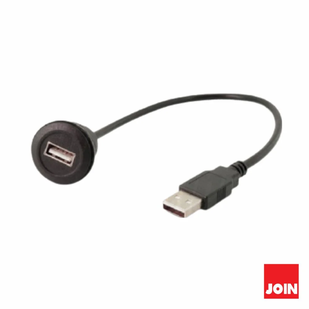 Cabo Adaptador USB-A Fêmea Painel / USB-A Macho 30cm JOIN