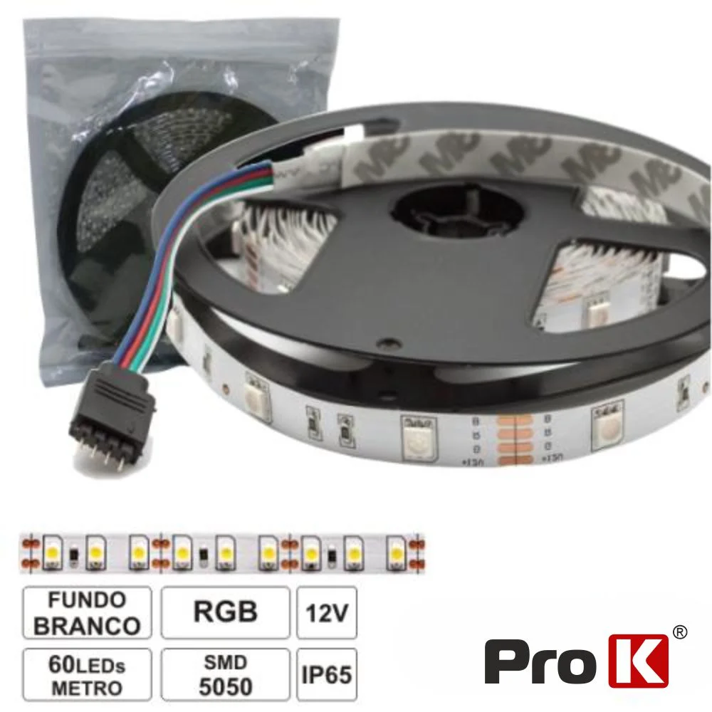 Fita Led 12v Rgb 1m Impermeável Prok