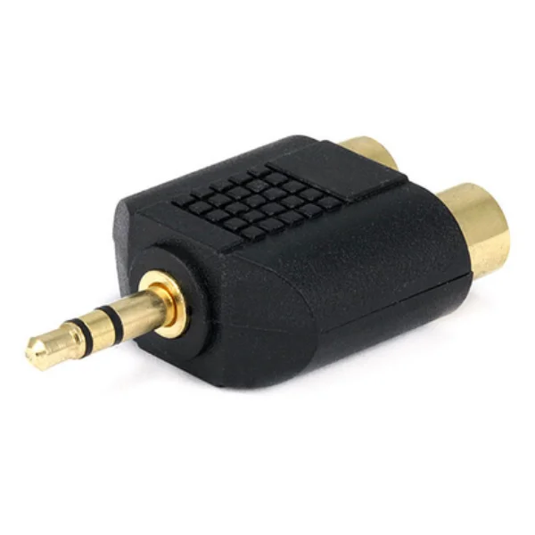 Ficha Adaptadora Jack 3.5mm Macho St / 2 Rca Fêmea Dourada