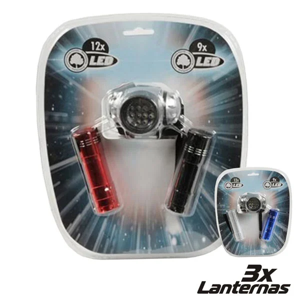 Conjunto 3 Lanternas 2 X 9 Leds + 1 X 12 Leds