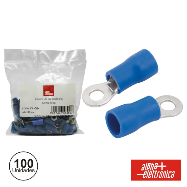 Terminal Redondo Isolado 4.3mm 100x Azul