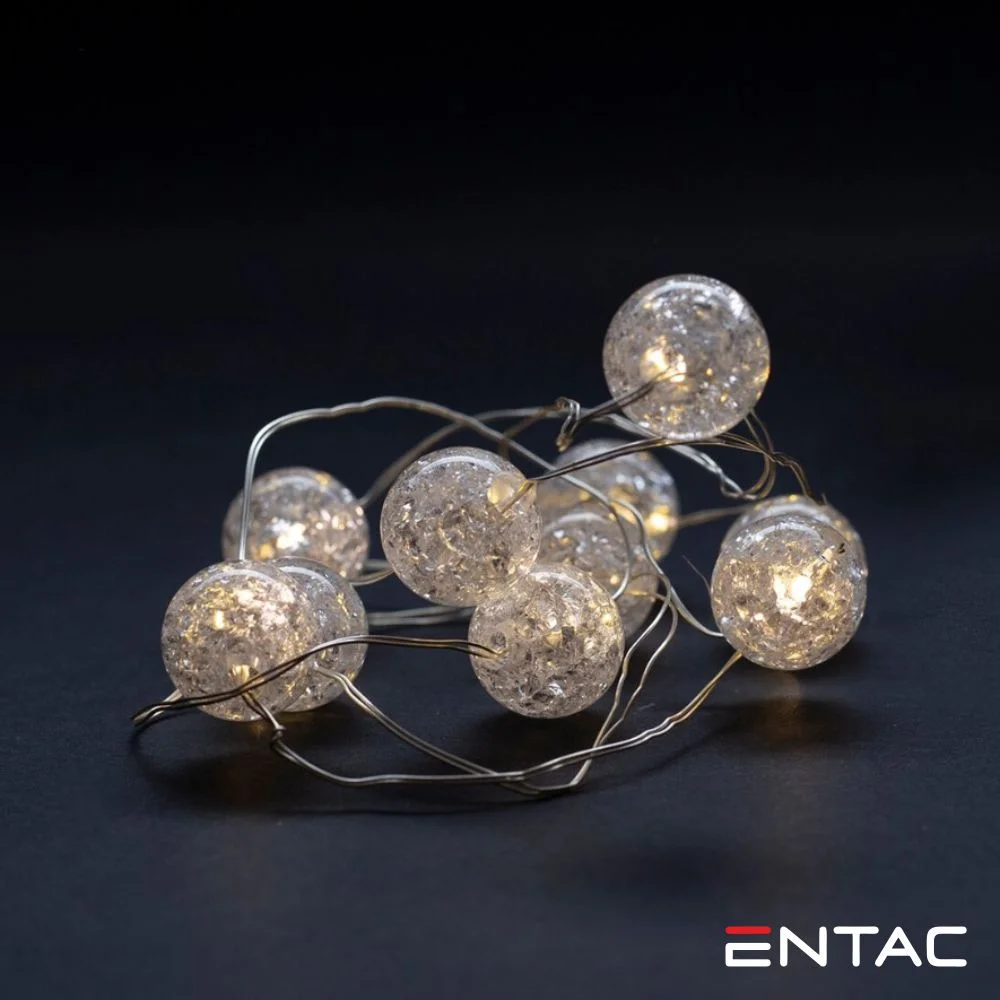 Luz de Natal 10 LEDS 3000K Esferas Plástico 2xAA 1m ENTAC