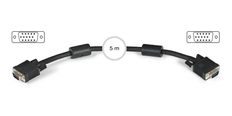 Cabo Vga Macho / Macho Preto 5m Fonestar