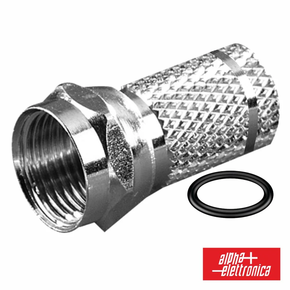 Ficha F Fêmea Niquelada P/ Cabo 6.8mm RG6 C/ 2 O-Ring
