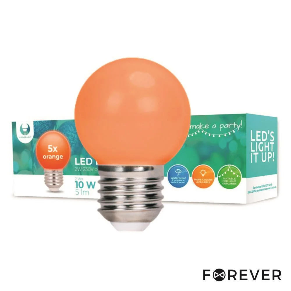 Conjunto 5 Lâmpadas E27 2W=10W 230V LED Laranja