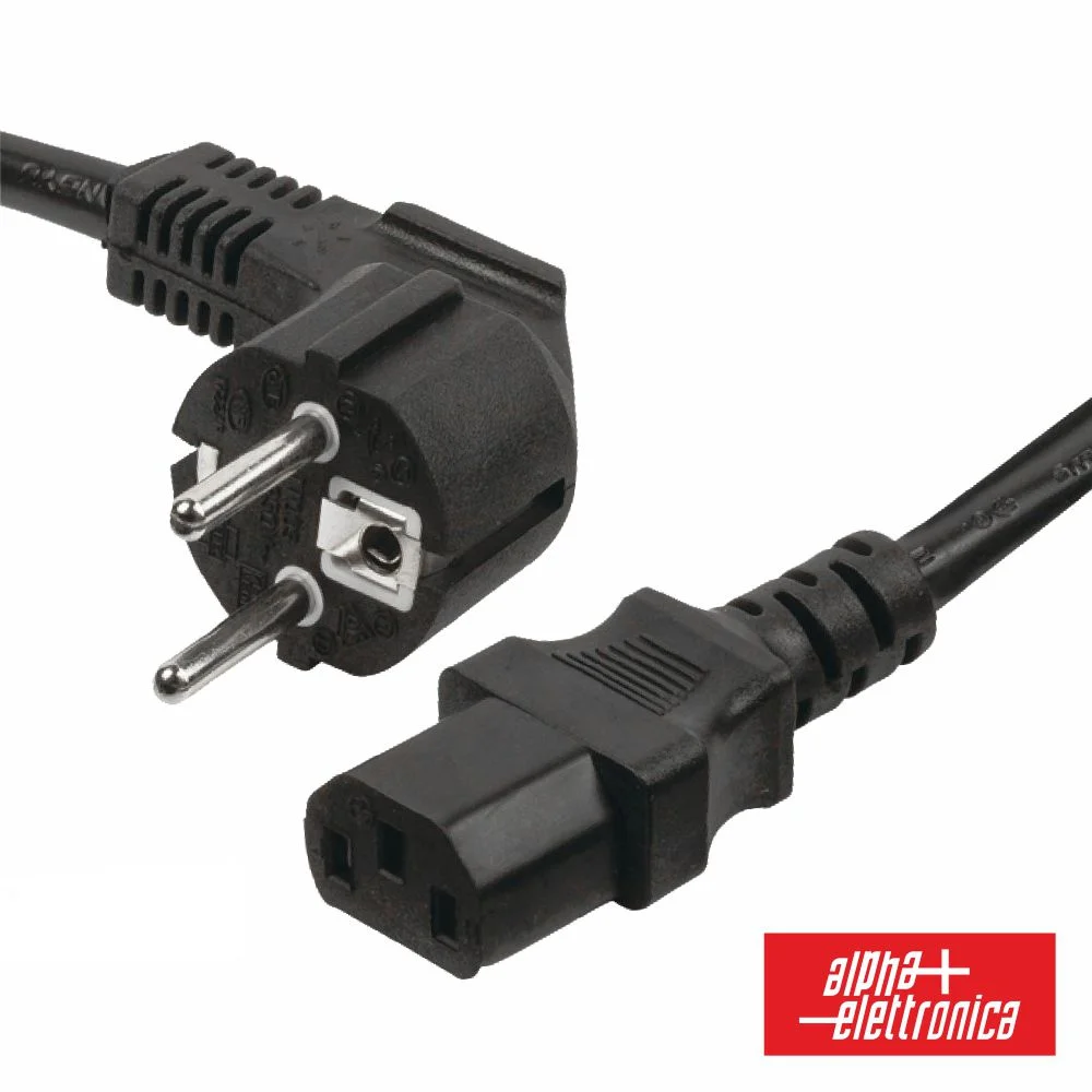 Cabo Alimentação Schuko Macho 3P / IEC C13 Fêmea 1.2m Preto