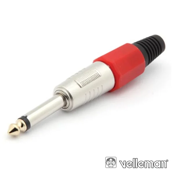 Ficha jack 6.35mm macho mn vermelha profissional velleman