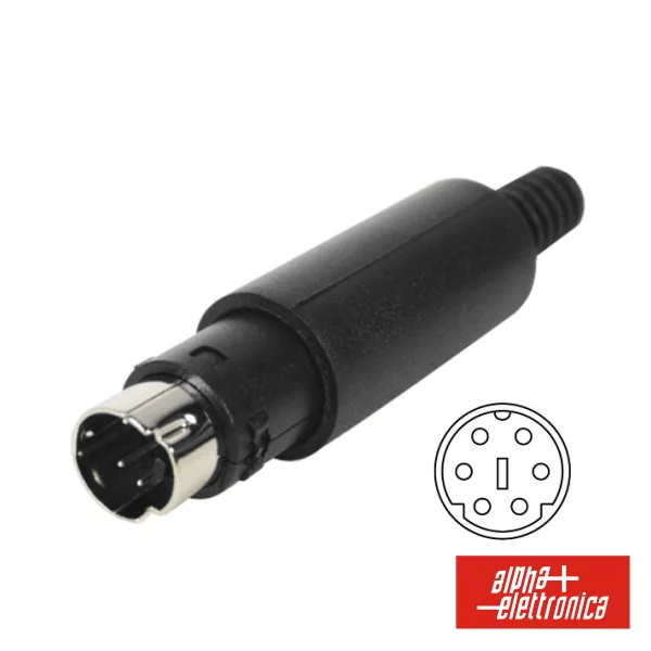 Ficha Mini Din 6p Macho Isolada Pvc P/ Soldar