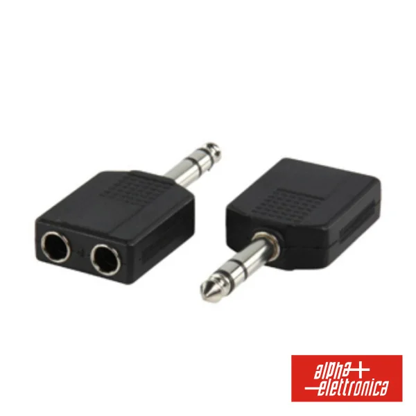 Ficha Adaptadora Jack 6.35mm Macho / 2 Jack 6.35mm Fêmea St