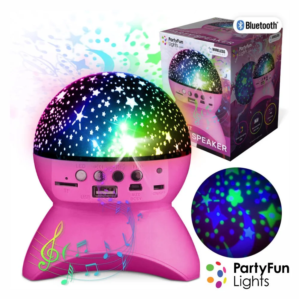 Projetor Luz C/ 3 LEDS RGB C/ Coluna 3W USB/SD/BT PARTYFUN