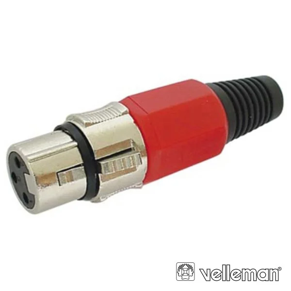 Ficha Xlr 3p Fêmea Vermelha Niquelada