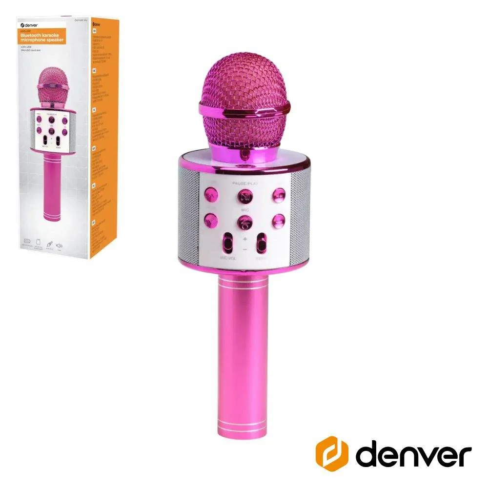 Microfone S/ Fios C/ Coluna Bluetooth Rosa DENVER
