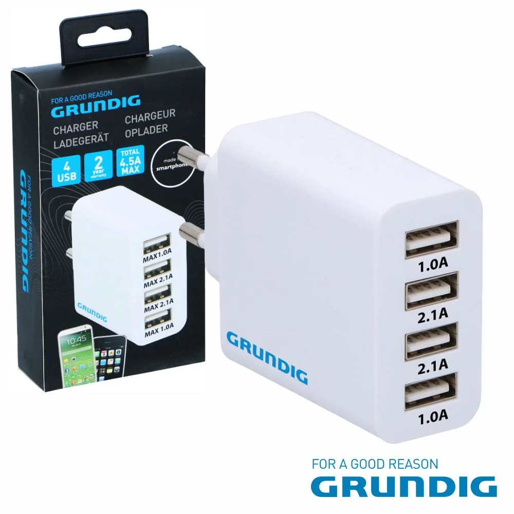 Alimentador Comutado 4 USB 22.5W Branco GRUNDIG