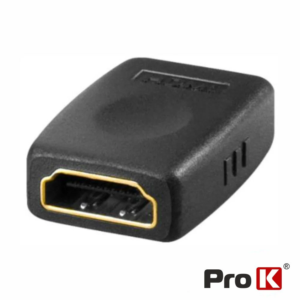 Ficha Adaptadora HDMI Fêmea / Fêmea Dourada PROK