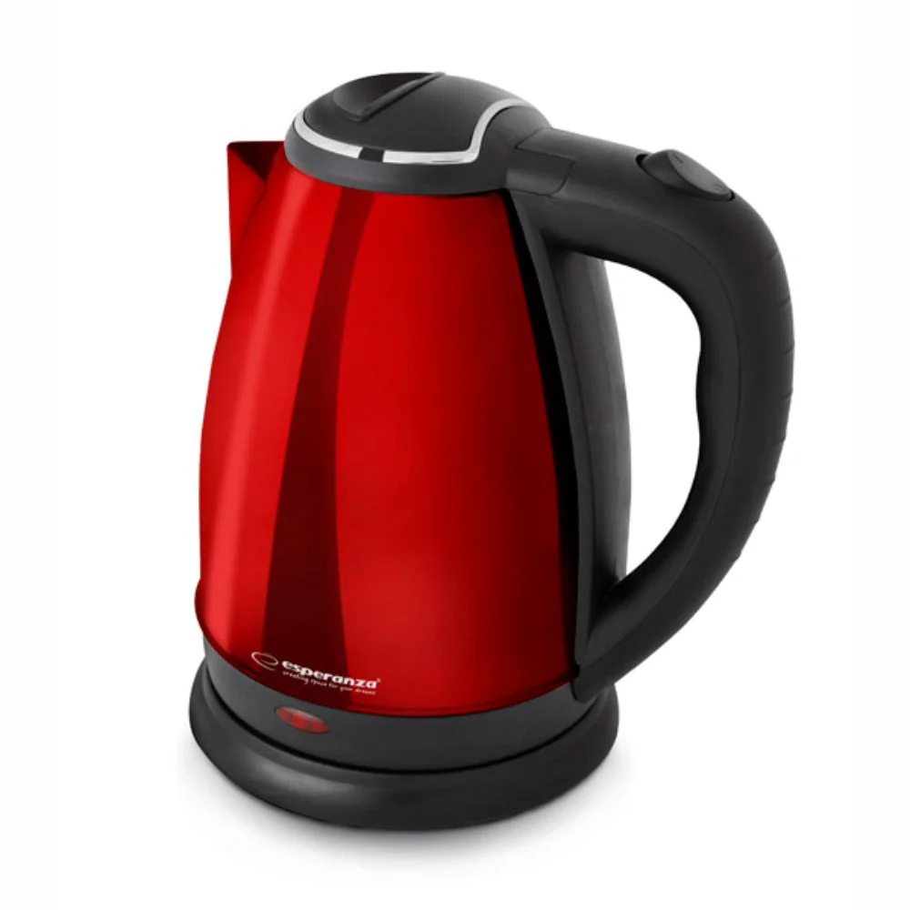 Fervedor De Água Elétrico Inox Polido Vermelho 1800W 1.8L