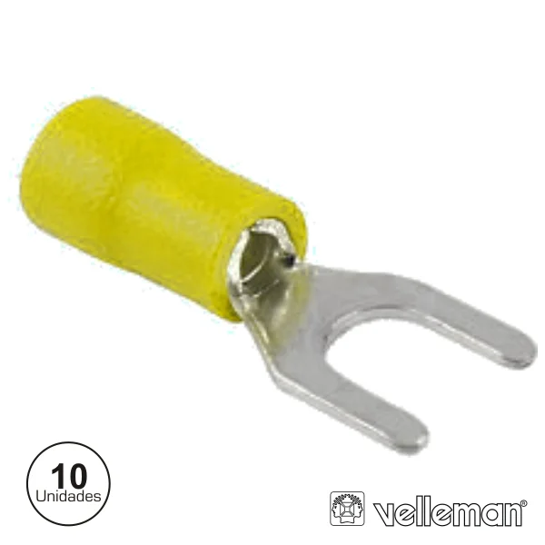Terminal Forquilha Isolado 5.3mm 10x Amarelo Velleman