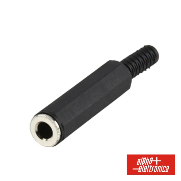 Ficha Jack 6.35mm Fêmea Mono C/ Proteção De Cabo