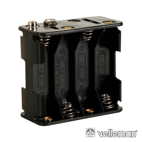 Suporte P/ 8 Pilhas Aa C/ Terminais Clip Velleman
