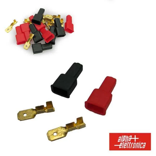 Conjunto De 10 Terminais Faston Macho C/ Capas