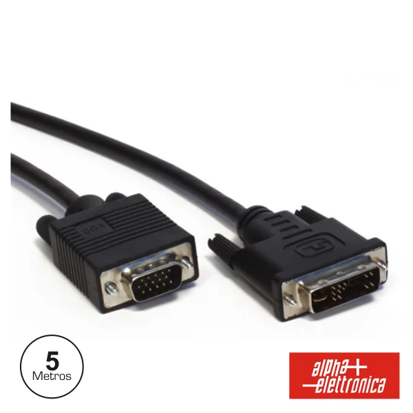 Cabo Dvi-A Macho/Vga 15p Macho 5 Metros Alpha-Elettronica