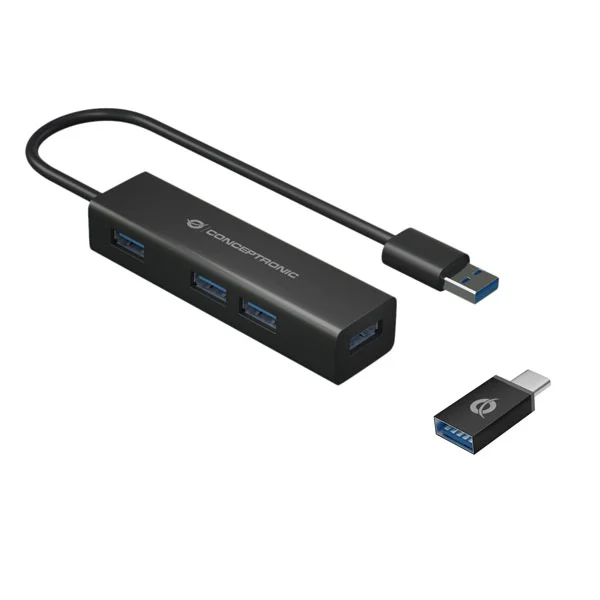 Hub Conceptronic Usb-A 3.0 + Adaptador Usb-C
